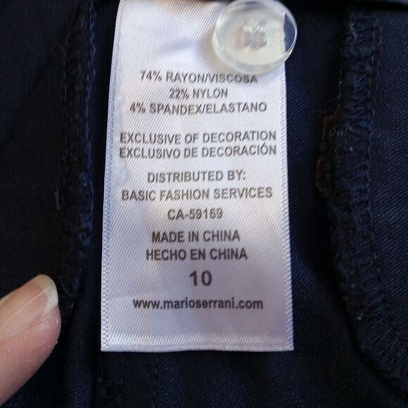 Mario Serrani Italy Dress Pants Women's Size 10 Dark Blue Faux Pockets Cropped - Picture 14 of 16